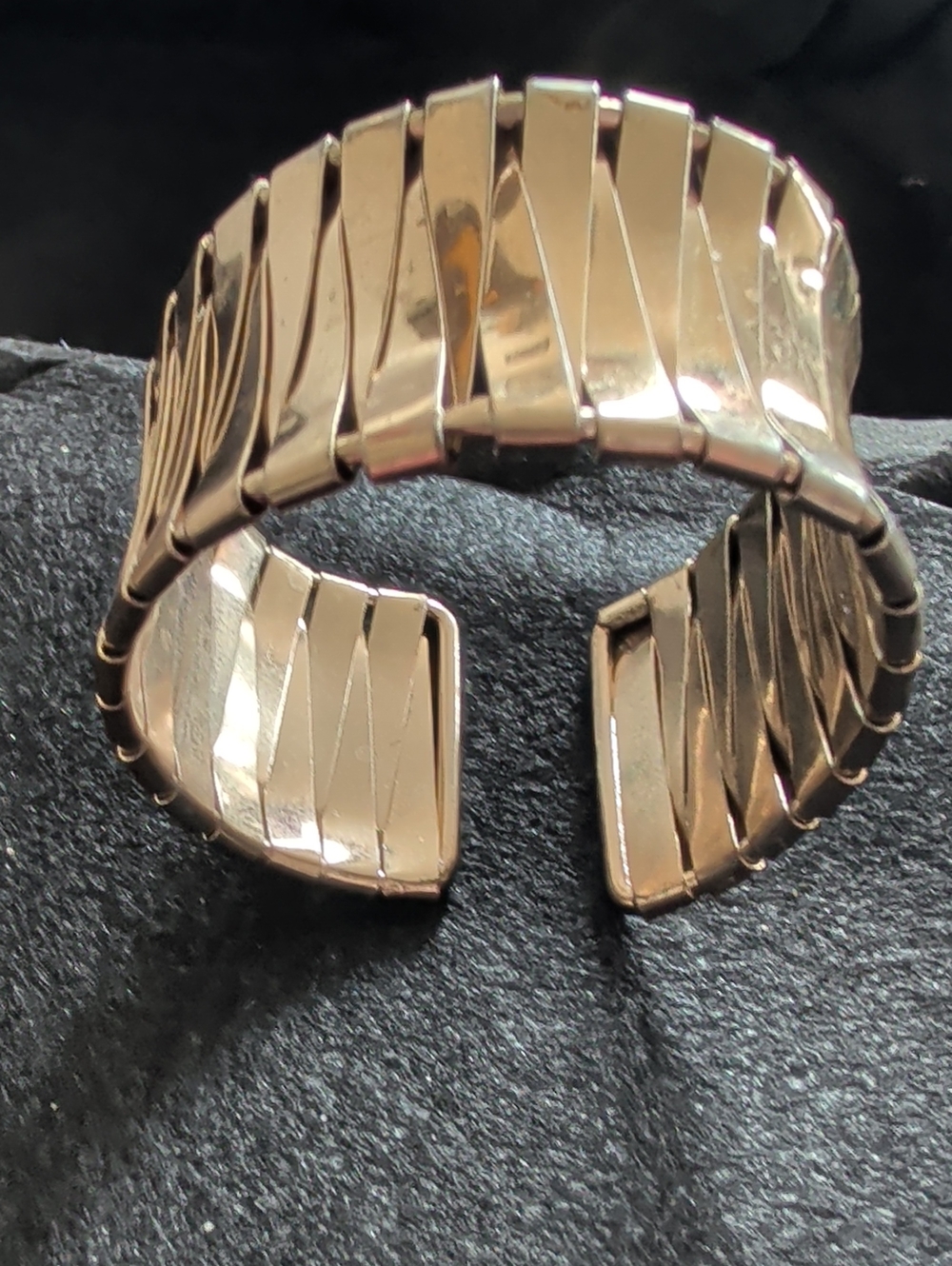 Gold-Tone Women's Cuff Bracelet - Polished Linked Design